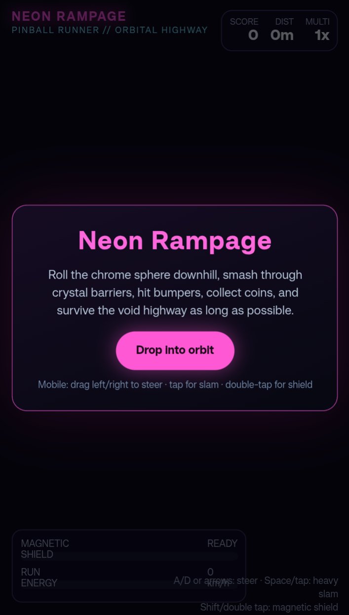 Neon Rampage: Pinball Runner screenshot