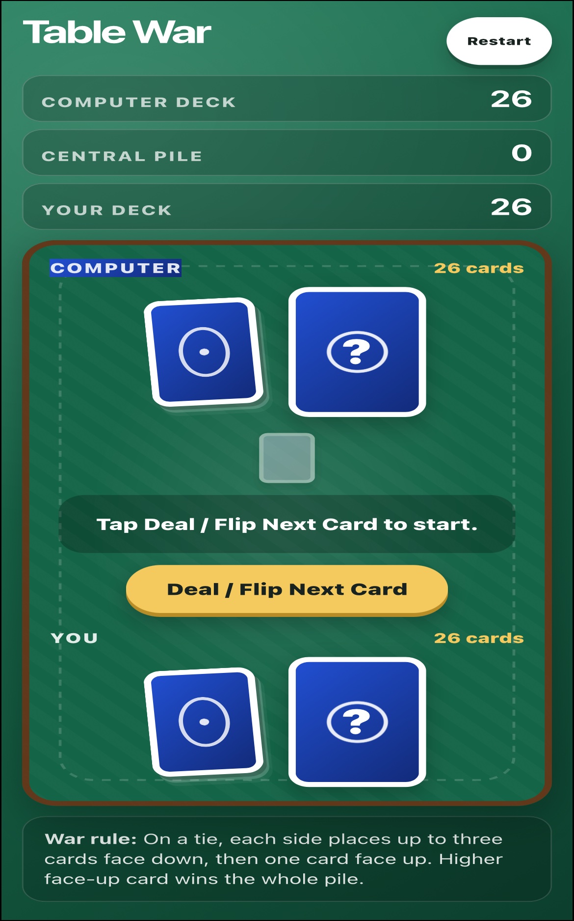 Table War screenshot