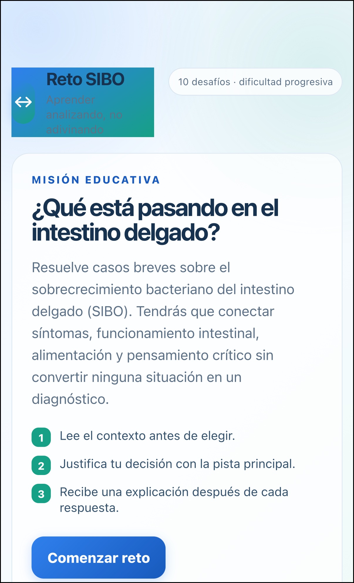 Reto SIBO screenshot