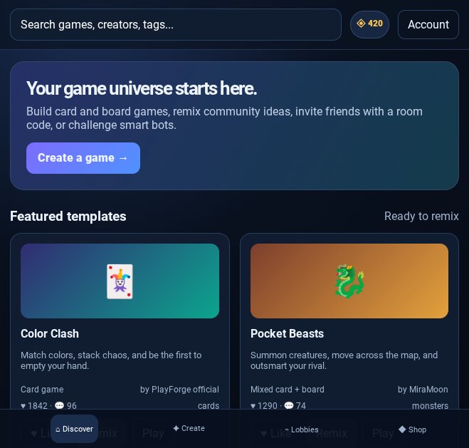 PlayForge screenshot