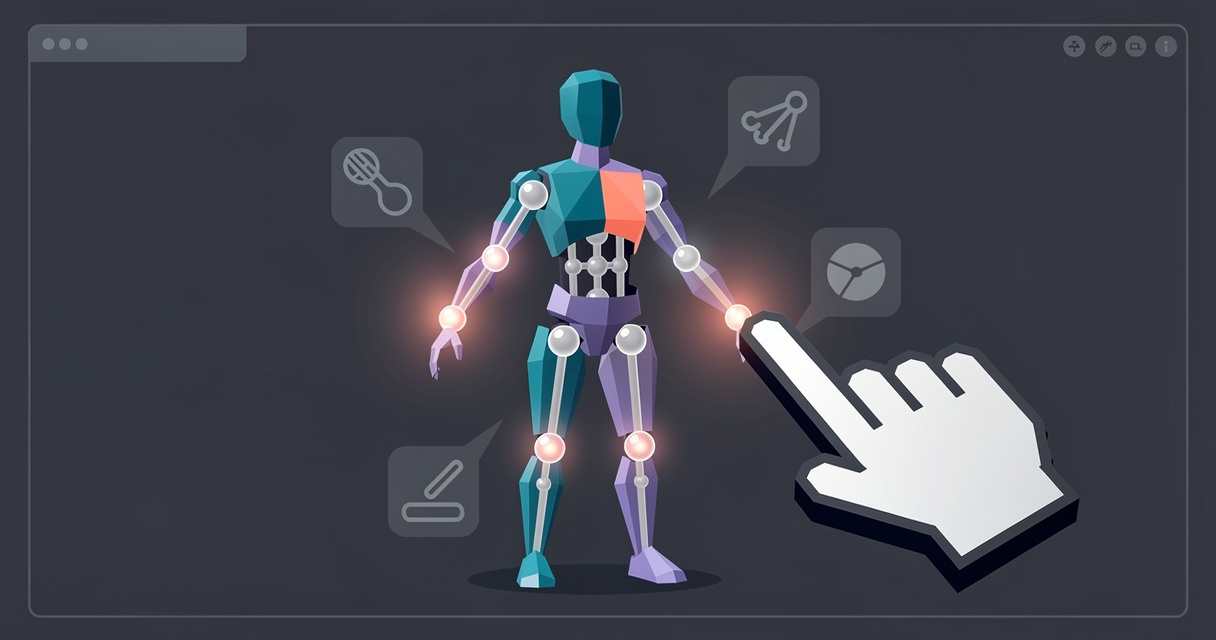Blender viewport with a stylised character in A-pose and a glowing Rigify metarig fitted inside it